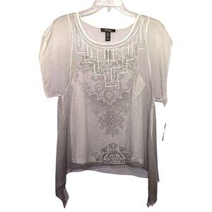 New Style & Co Petites Chiffon Layered Tank Blouse High Low Hem Women's Size PM